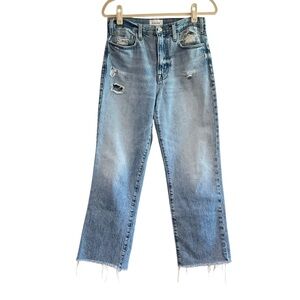 Frame Denim Le Jane Crop Jean in Baines Rips Frayed Hem Straight Leg Size 27